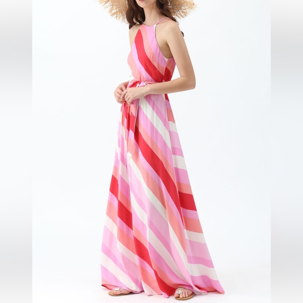 DO+BE | Sunset Stripe Maxi Halter Dress